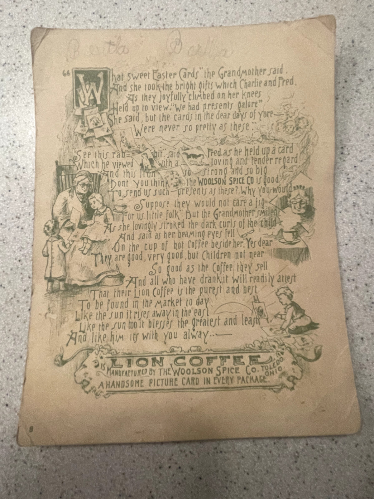 Antq Woolson Spice Company’s Easter Greeting Lion Coffee Ad Card – Knapp & Co