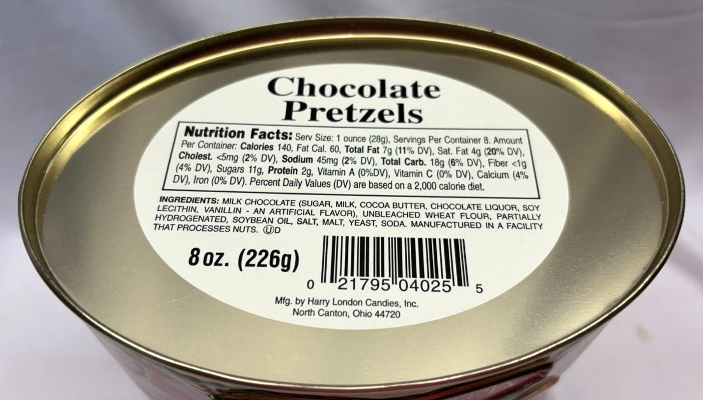 Chocolate Pretzels Oval Merry Christmas Tin