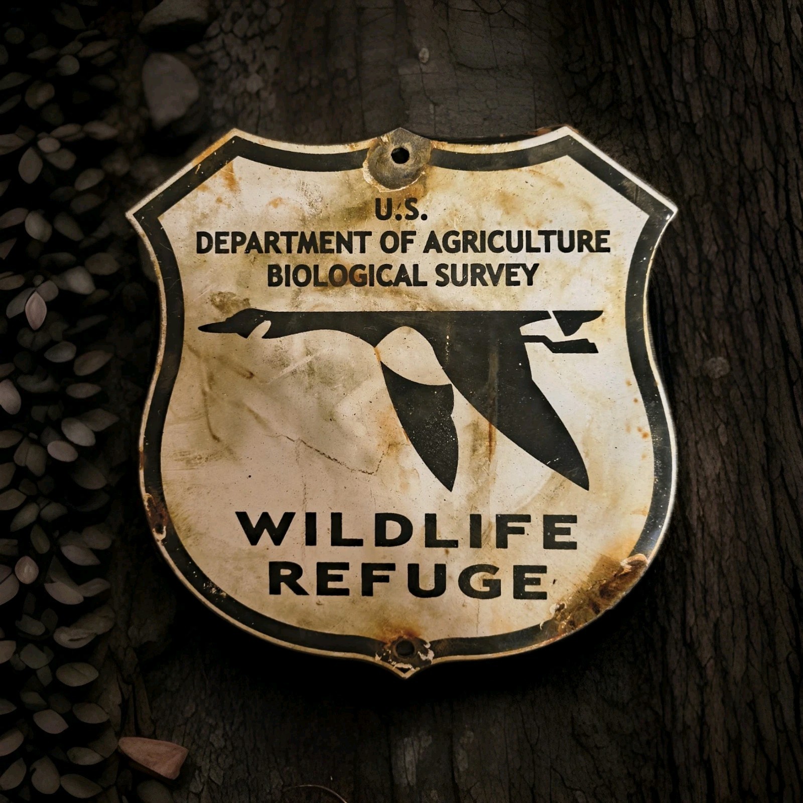 Vintage Wildlife Refuge Porcelain Sign US Department Of Agriculture USA Gas Oil