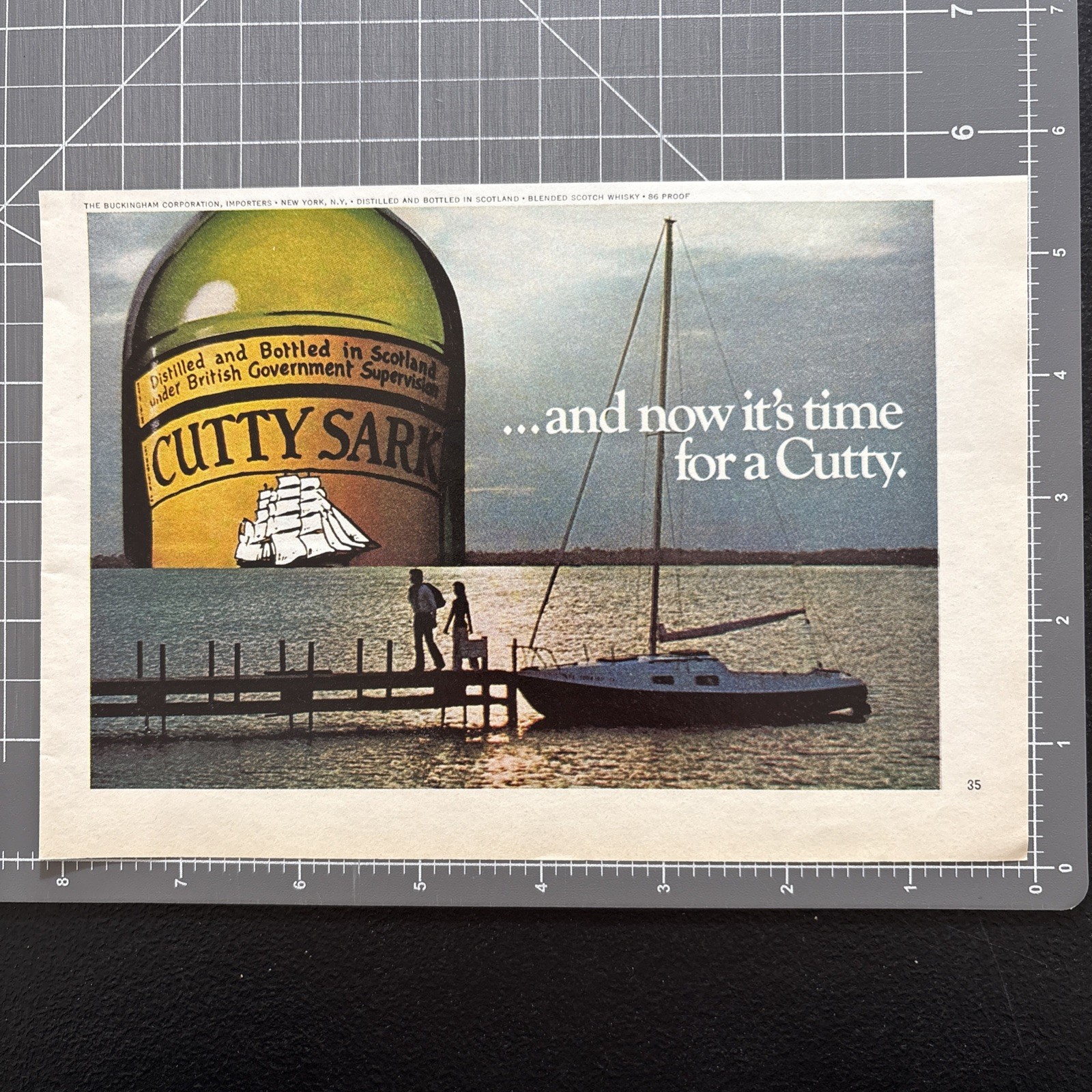 1977 Print Ad Cutty Sark Blended Scotch Whisky…It’s Time For A Cutty. Sailboat
