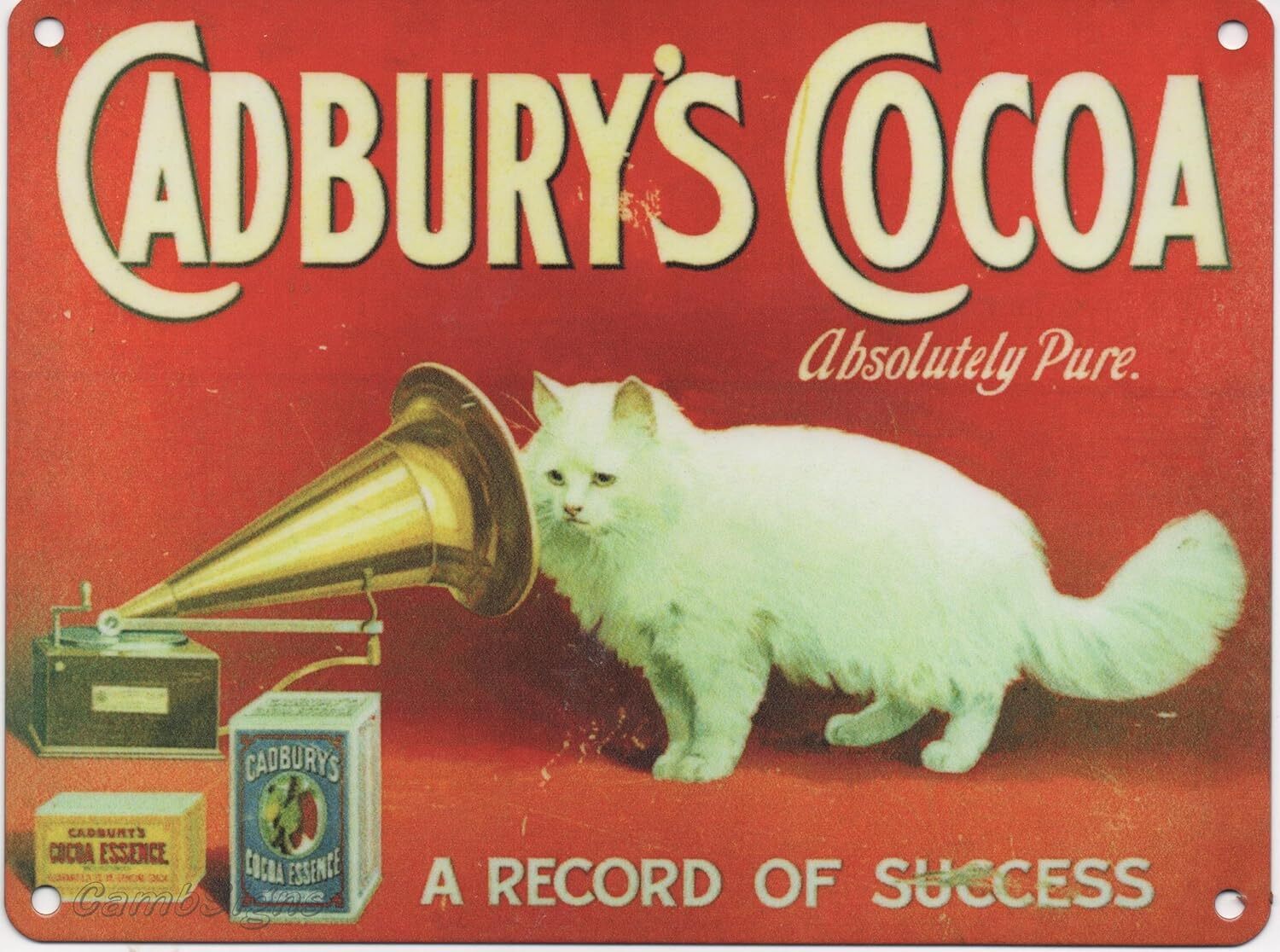 FRENCH VINTAGE METAL SIGN 30x20cm RETRO AD CADBURY’S COCOA CAT CHOCOLATE