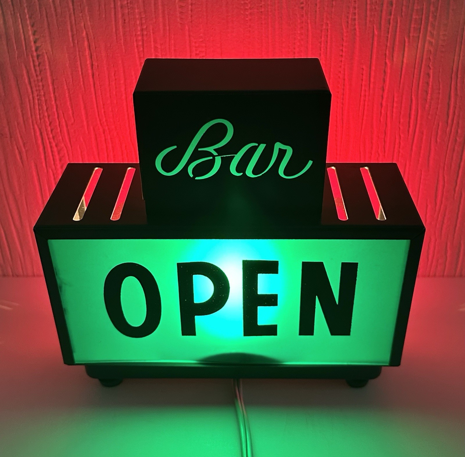 Vtg 1965 Yazaki Illuminated OPEN/CLOSED Green/Red PlugIn Lightbox Bar Sign Japan