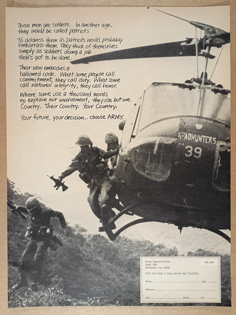 1968 US Army Recruitment ‘These men are soldiers.’ vintage print Ad