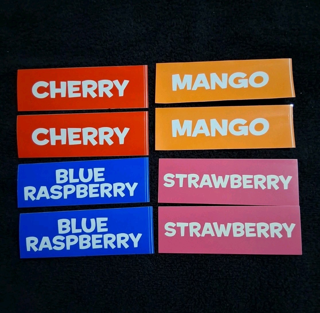 Lot of 8 Frozen Slush Machine Flavor Labels New Slushie—Free Ship