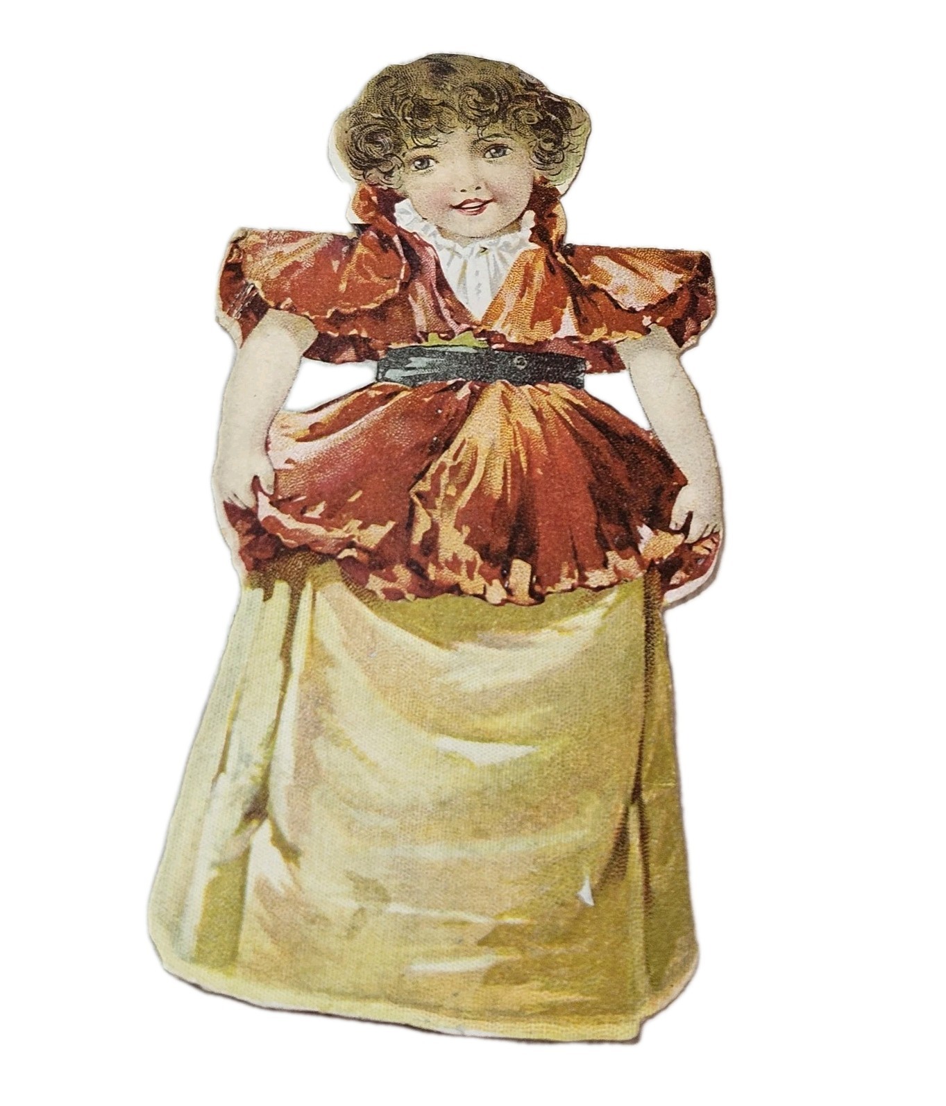 Antique Enameline Polish Trade Card Die Cut Girl Victorian Advertising c1890s