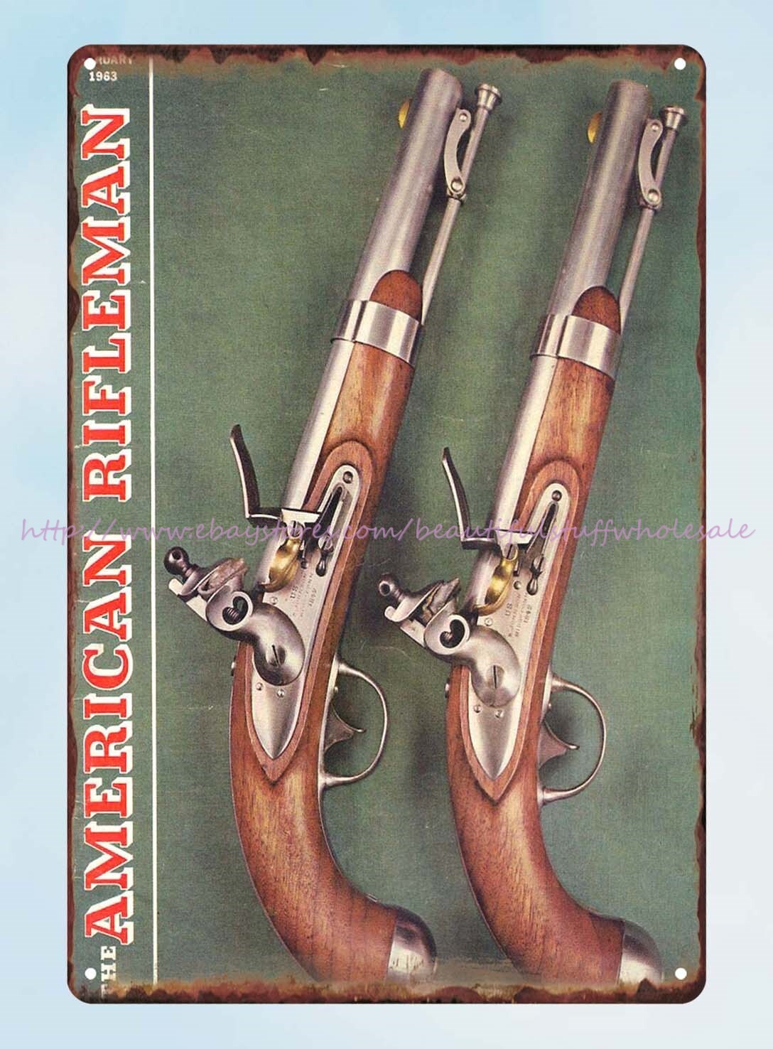 1963 rifle shotgun handgun firearm enthusiast ammo gun firearms tin sign