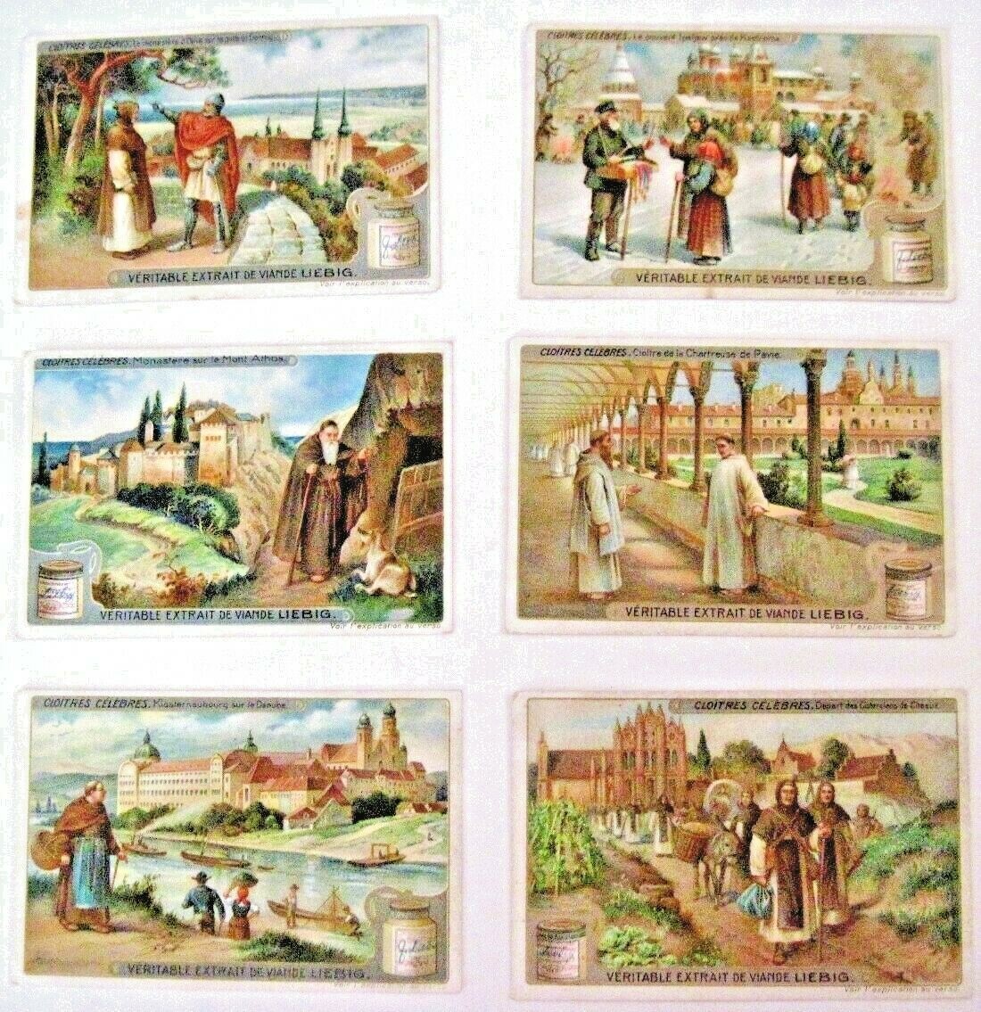 1909 Victorian Trade Card Set – Liebig’s Fleisch-Extract – Monasteries Set *