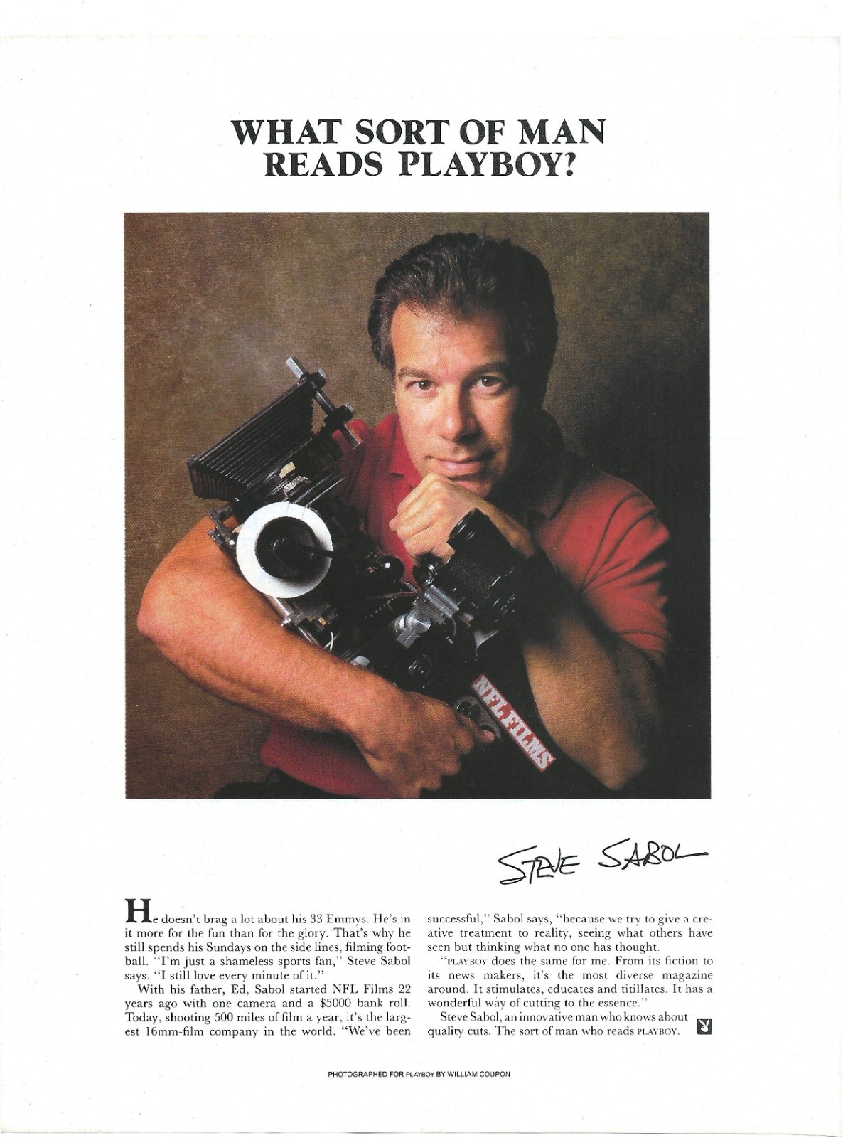 Vintage Print Ad Steve Sabol NFL Films – What Sort Of Man Reads Playboy Dec 1985