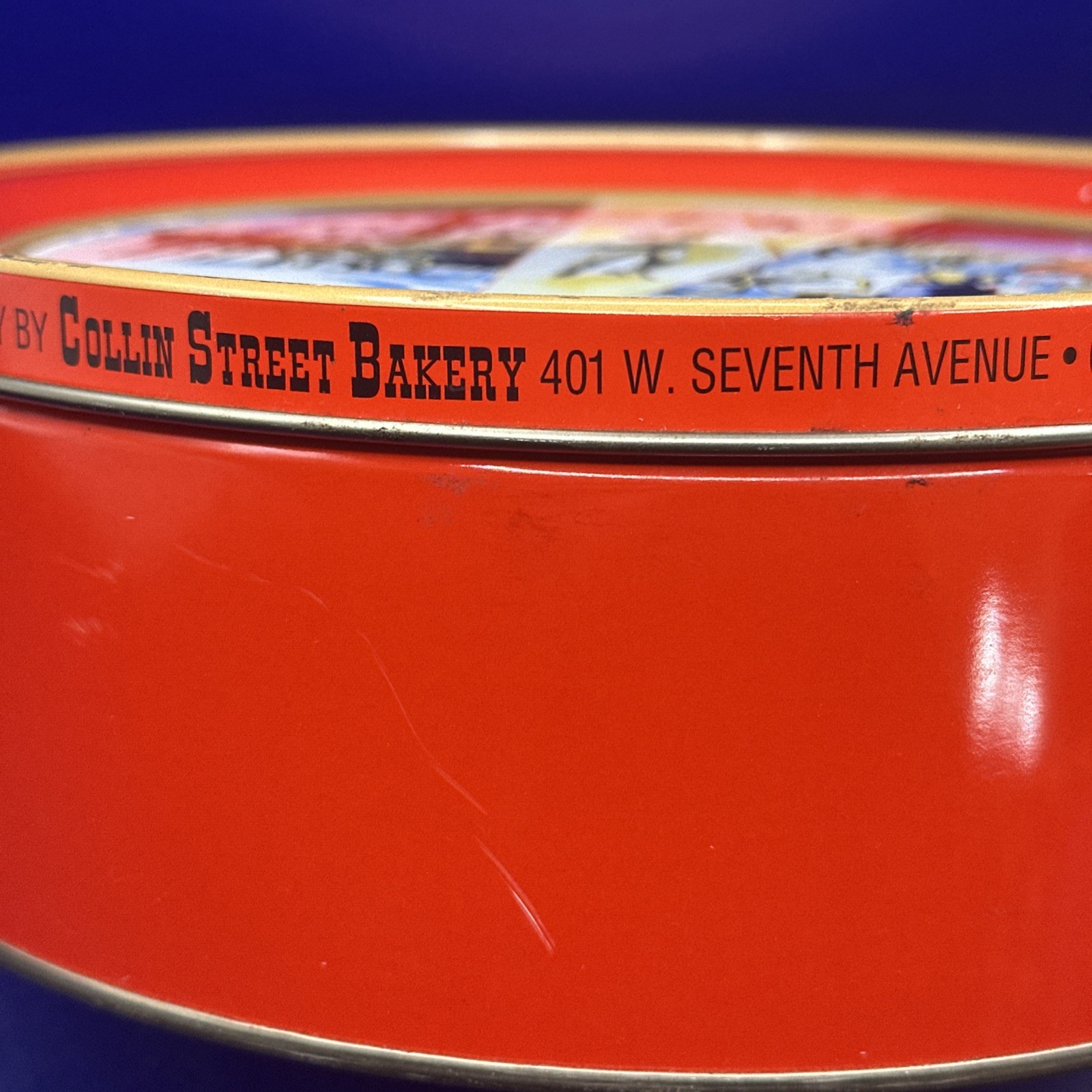 Vtg Collin Street Bakery Fruitcake Tin Corsicana TX USA 100 Years 1896-1996