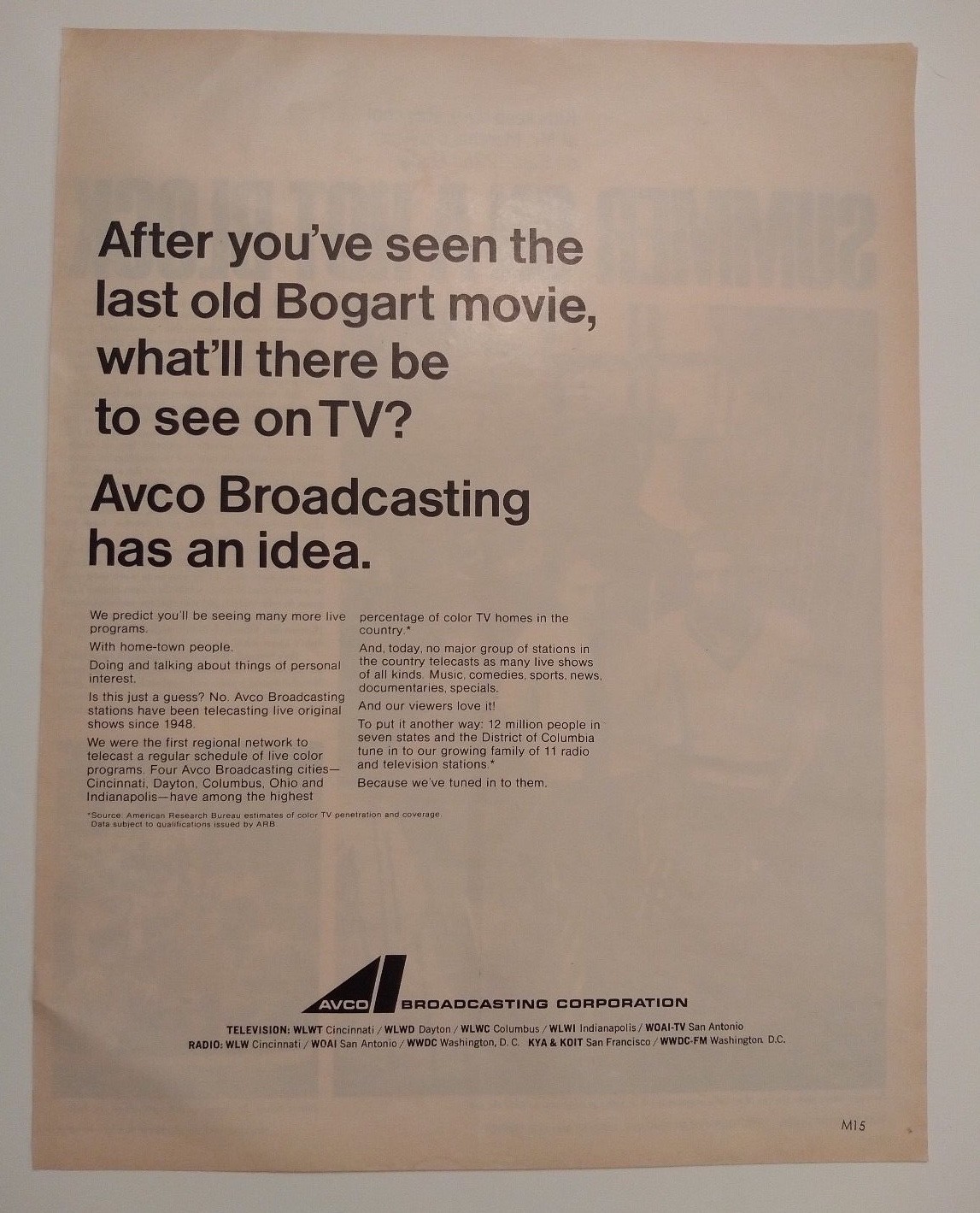1968 Avco Broadcasting Corporation Advertisement