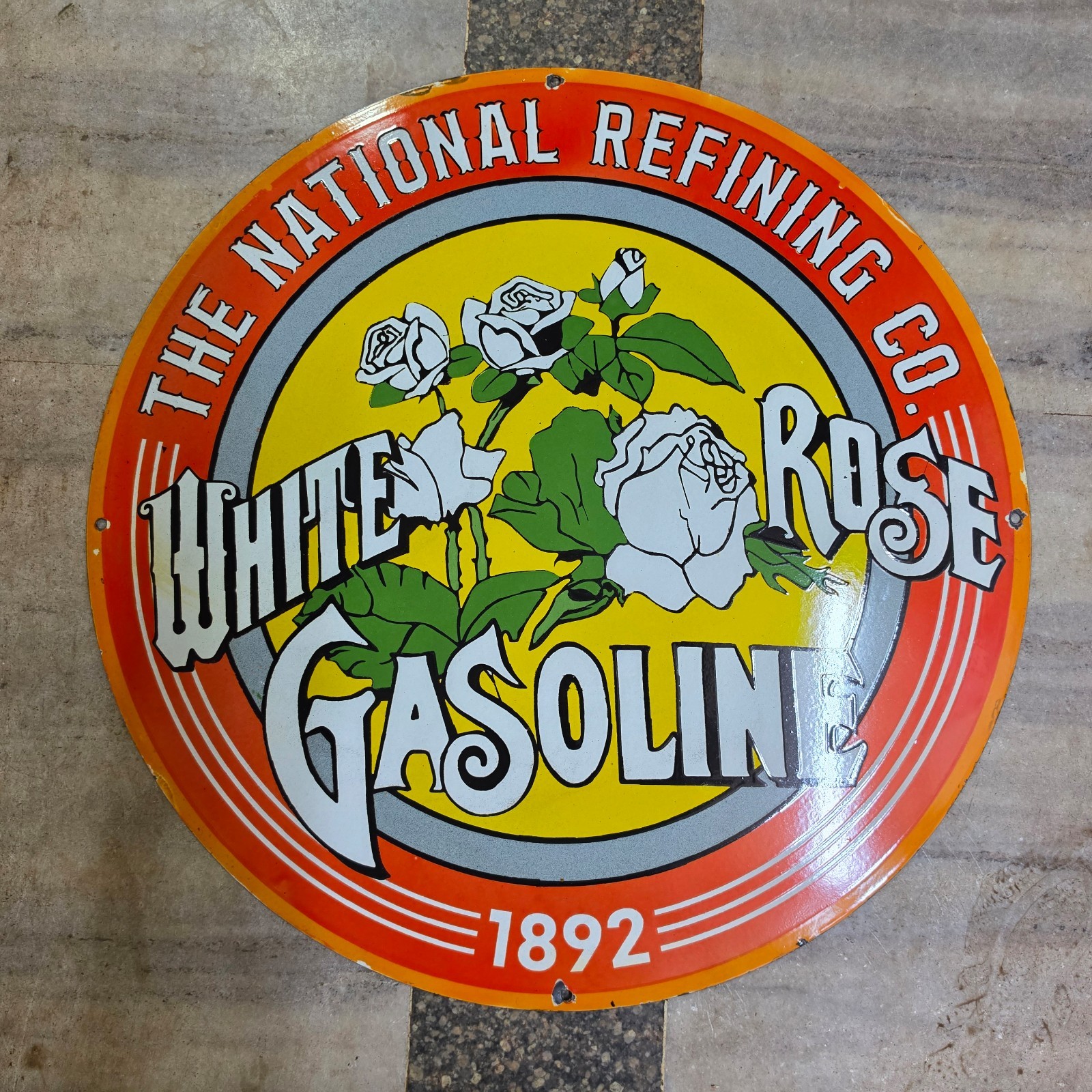 WHITE ROSE GASOLINE PORCELAIN ENAMEL SIGN 29 X 29 INCHES