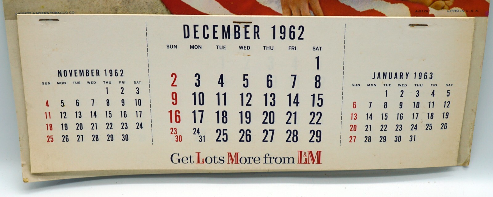1963 L&M CIGARETTES “BEACH GIRL” Complete Pinup Calendar / Sign ~ Lithograph