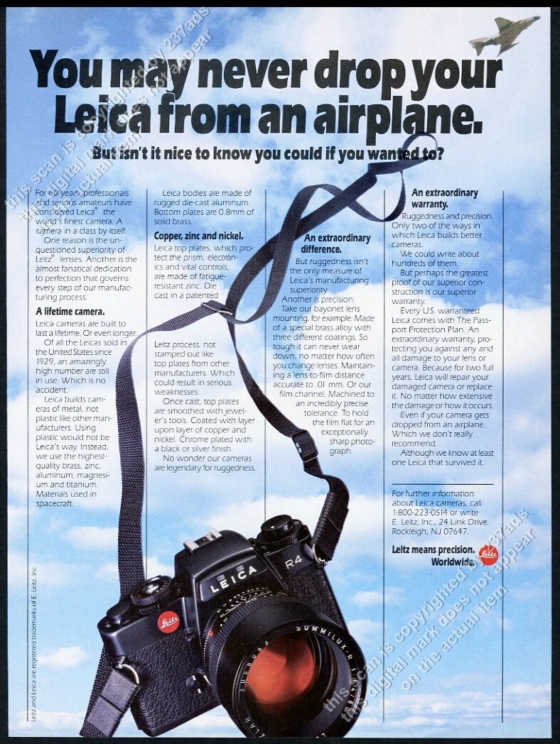 1985 Leitz Leica R4 camera photo vintage print ad