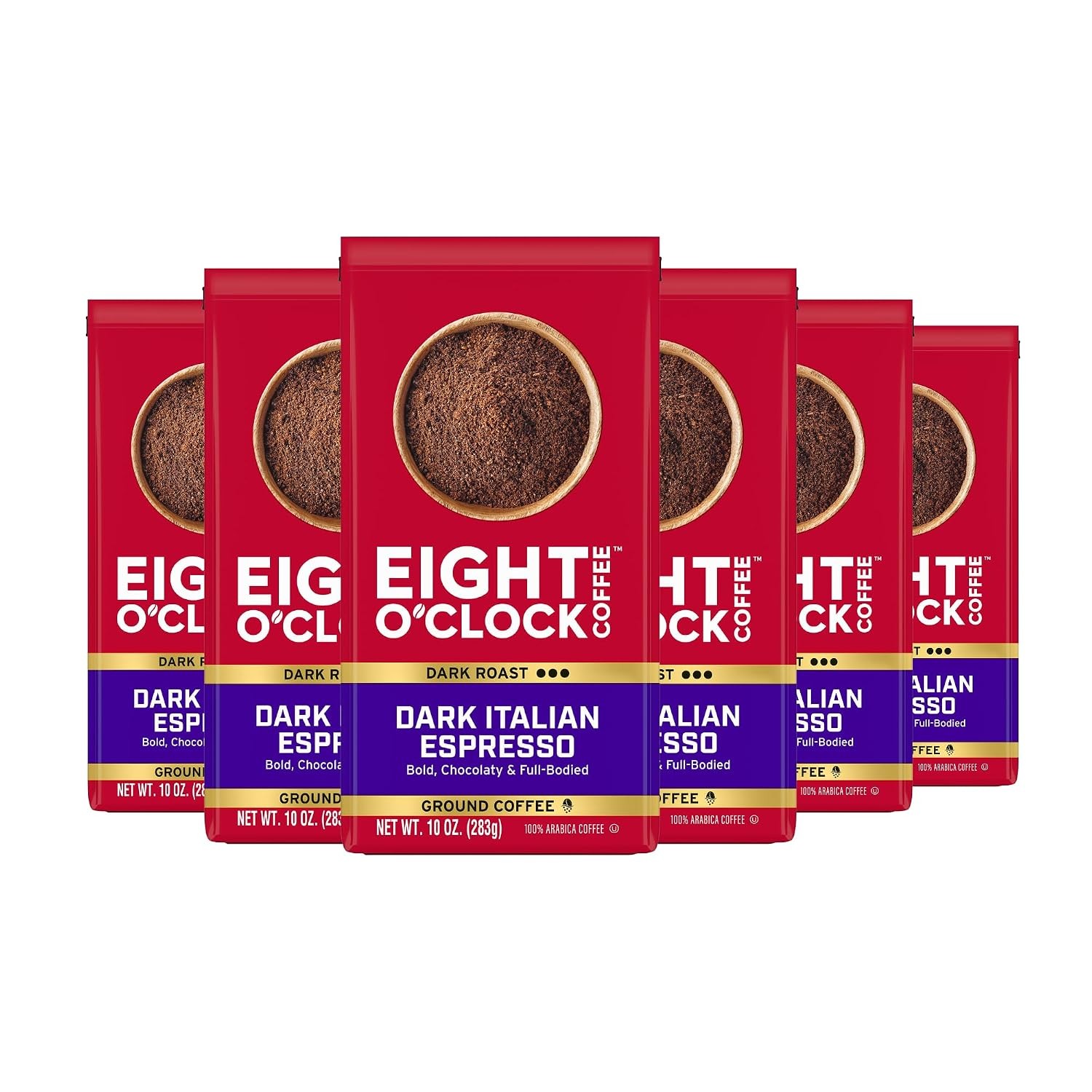 Eight O’Clock Coffee Dark Italian Espresso, Dark Roast Ground Coffee 100% Arab