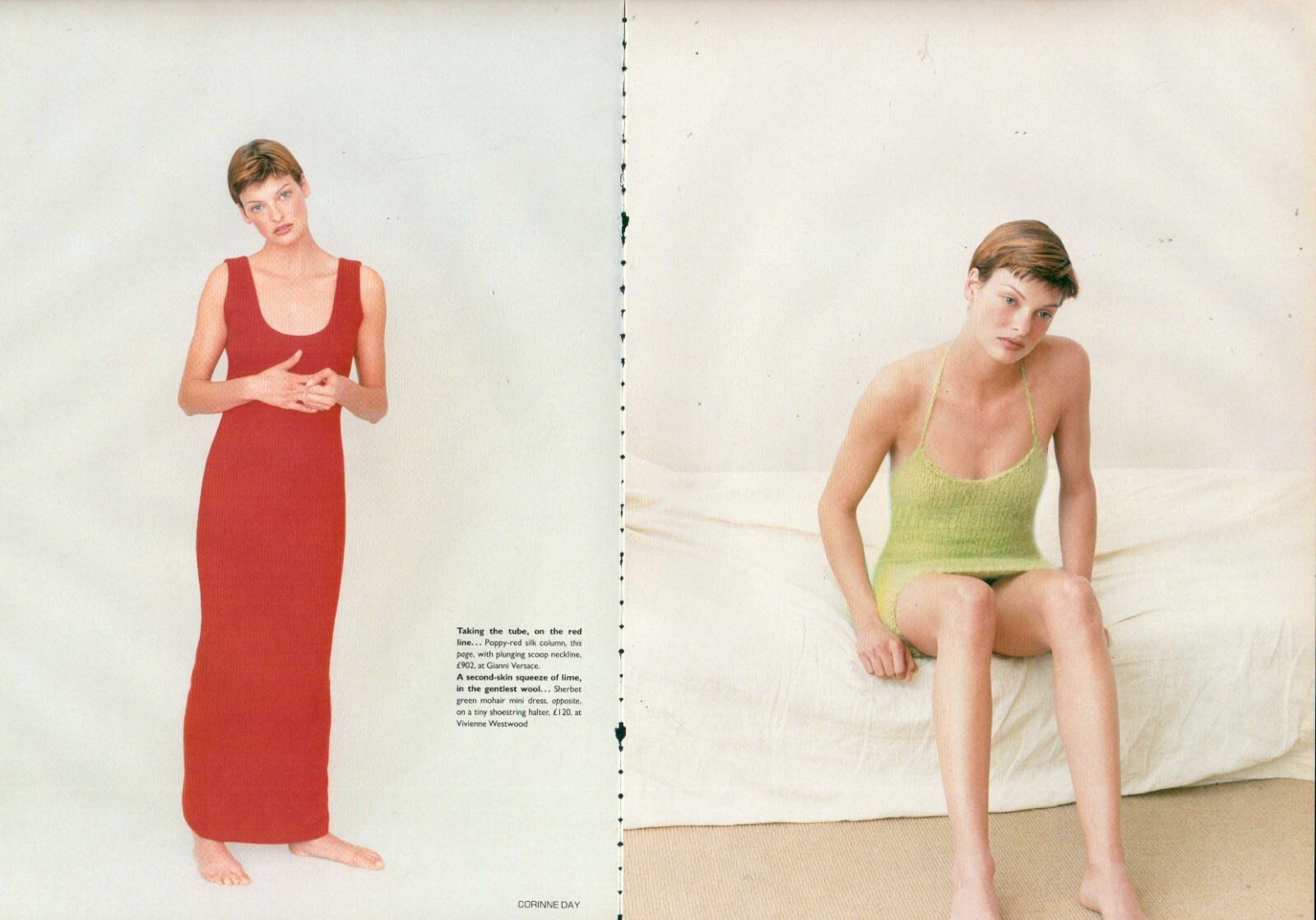 Linda Evangelista by Corinne Day Magazine Fashion Editorial To hug hold 6pg 1993