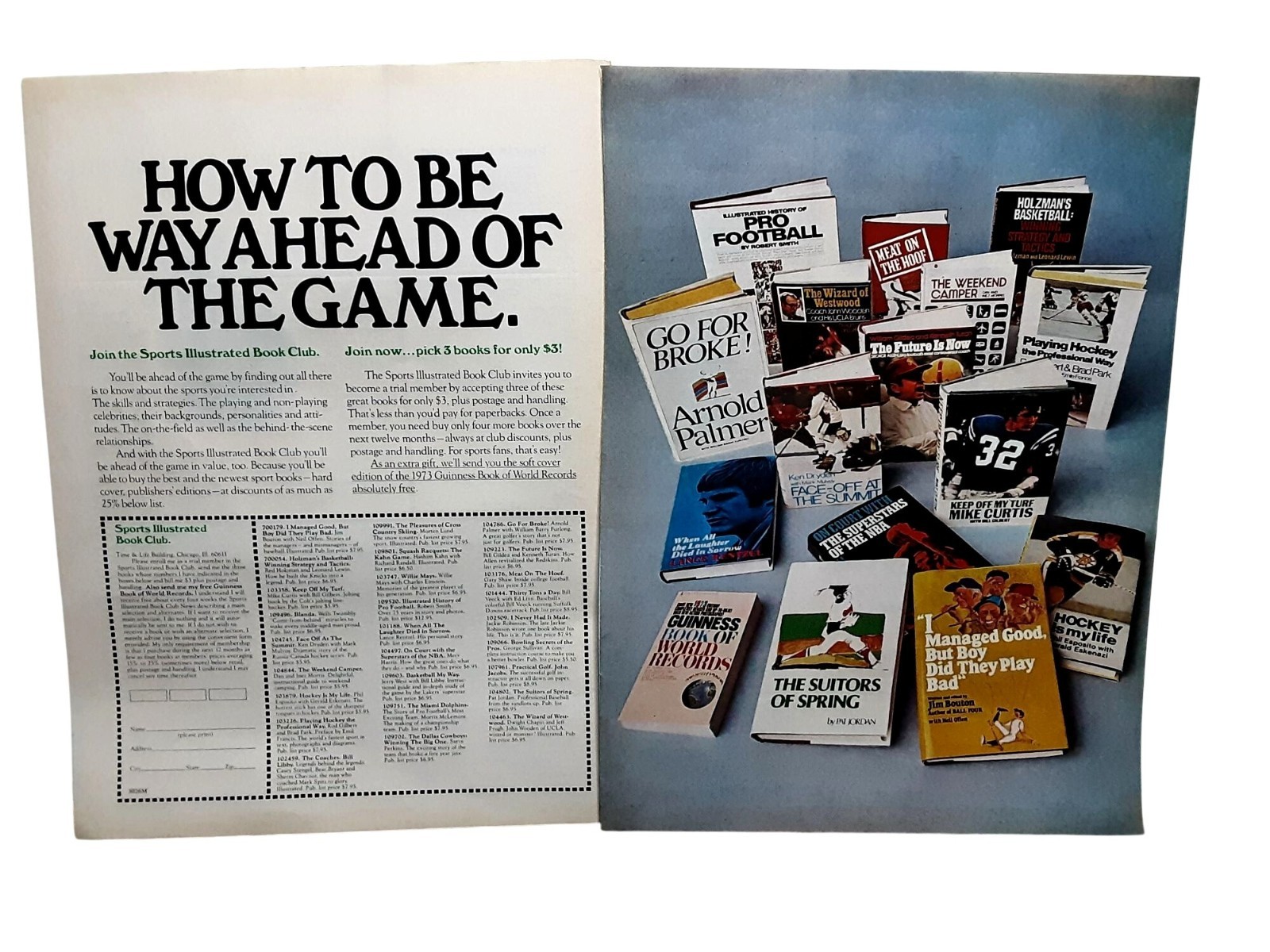 1973 Sports Illustrated Books Sports Book Club Vintage Print Ad