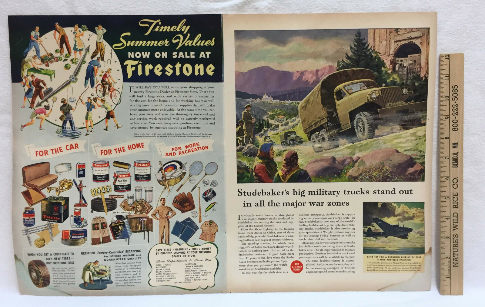 Firestone Knife Sharpening Stone & Vintage Magazine Ad Shopping Products Lot 2
