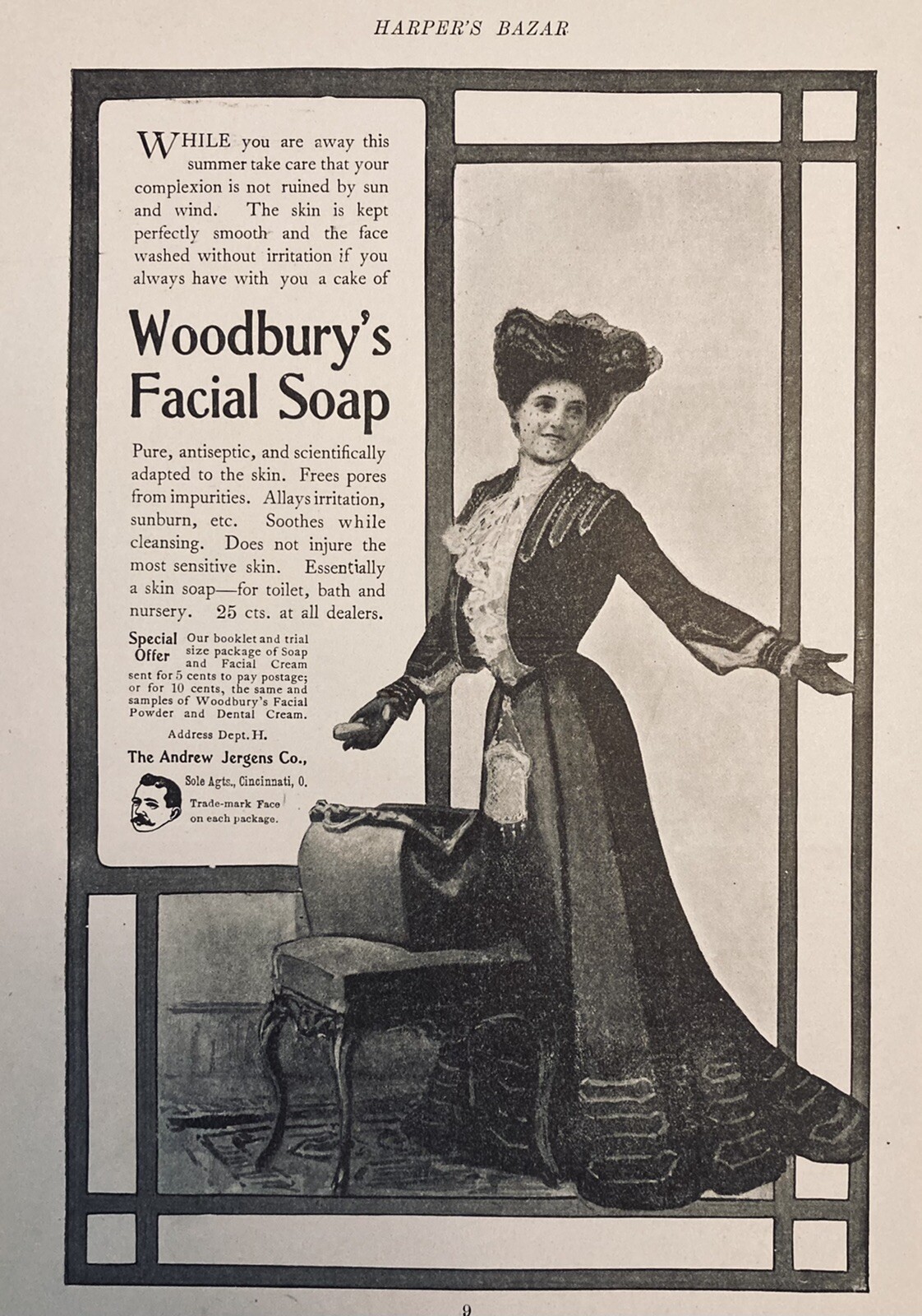 1902 AD(M8)~THE ANDREW JERGENS CO. CINCINNATI, OHIO. WOODBURY’S FACIAL SOAP