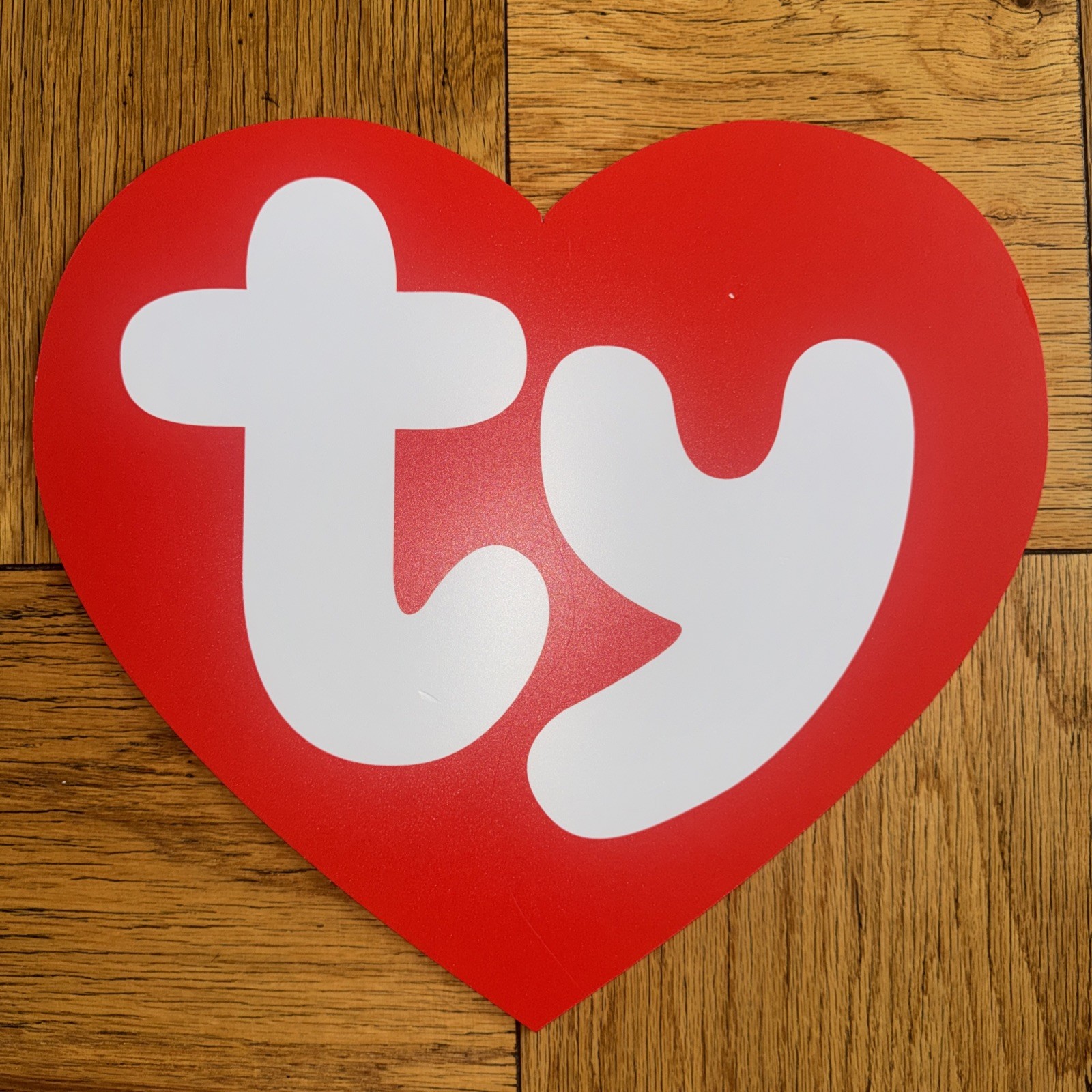 Vintage TY BEANIE BABIES LARGE VINYL Red HEART STORE DISPLAY SIGN 15 1/2″ 1990s
