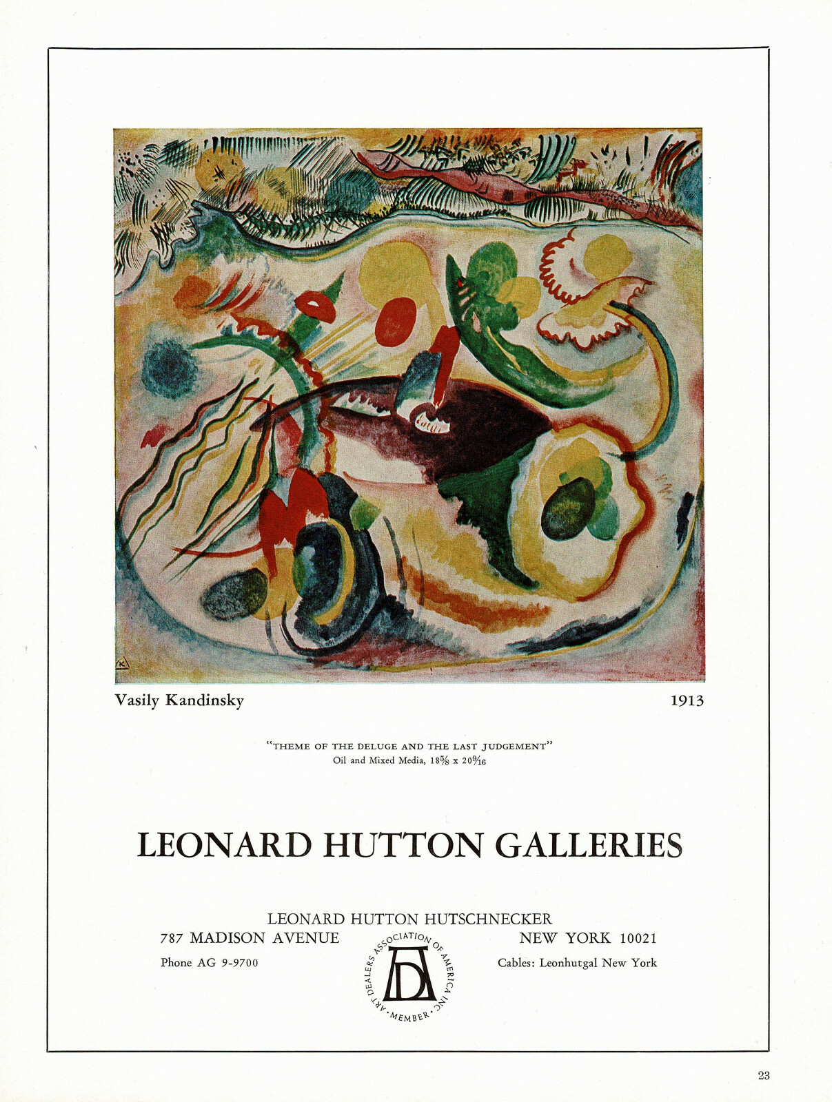 1960s Vintage Kandinsky Abstract Art Original Print Ad