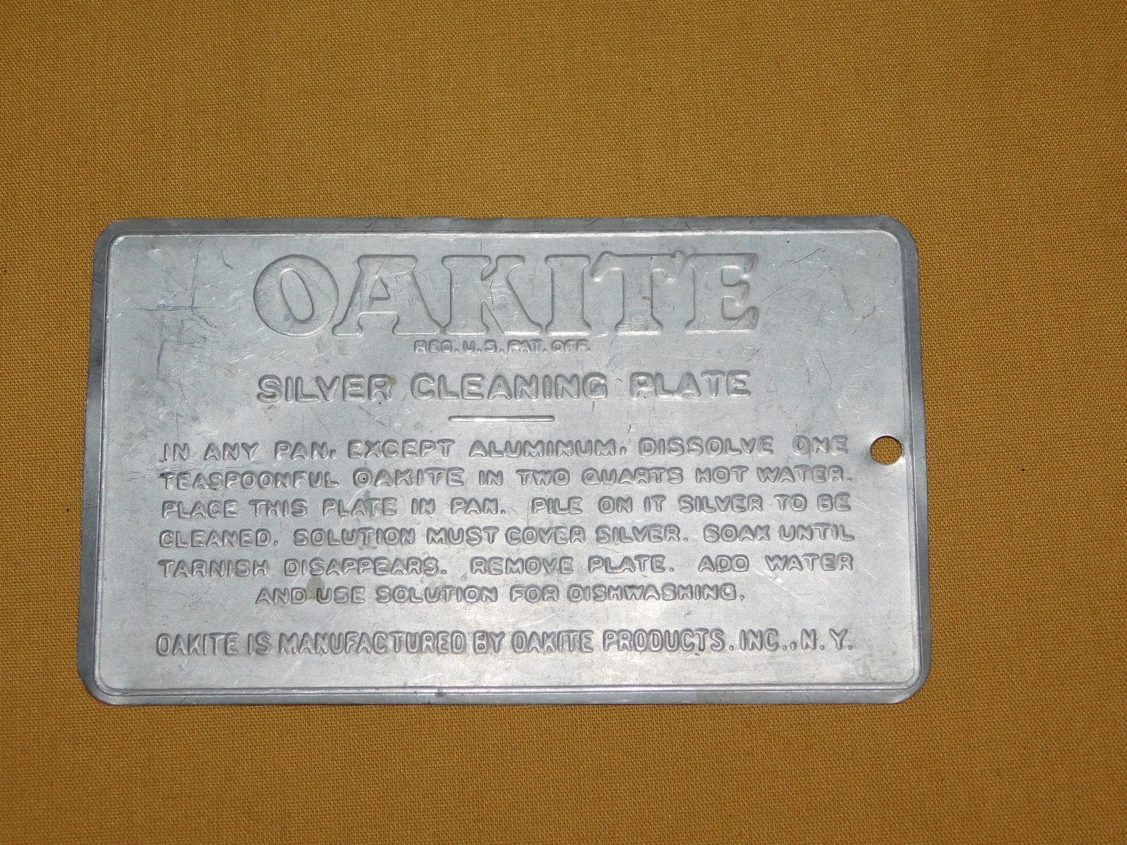 VINTAGE CLEAN JEWELRY OLD AD 5 1/2″ X 3 1/4″ OAKITE SILVER CLEANING PLATE