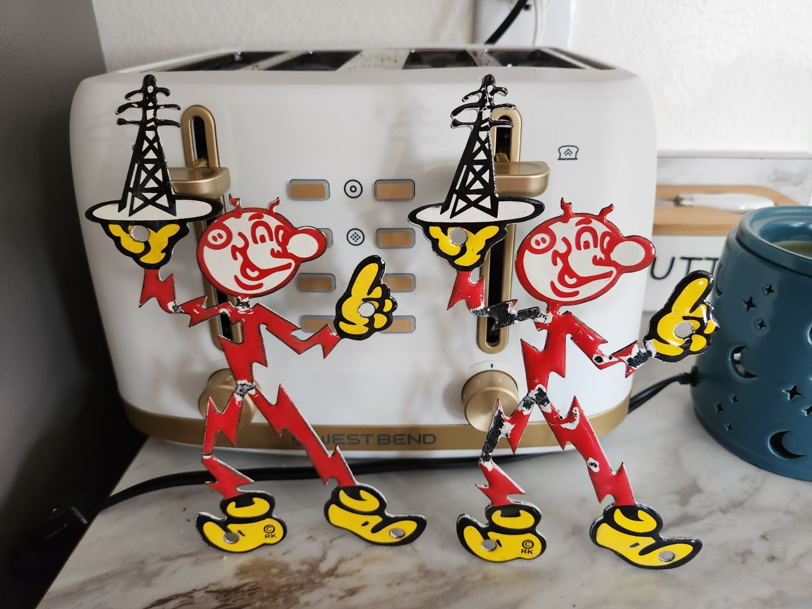 VINTAGE REDDY KILOWATT PORCELAIN ELECTRICITY POWER COMPANY SIGN GENERAL ELECTRIC