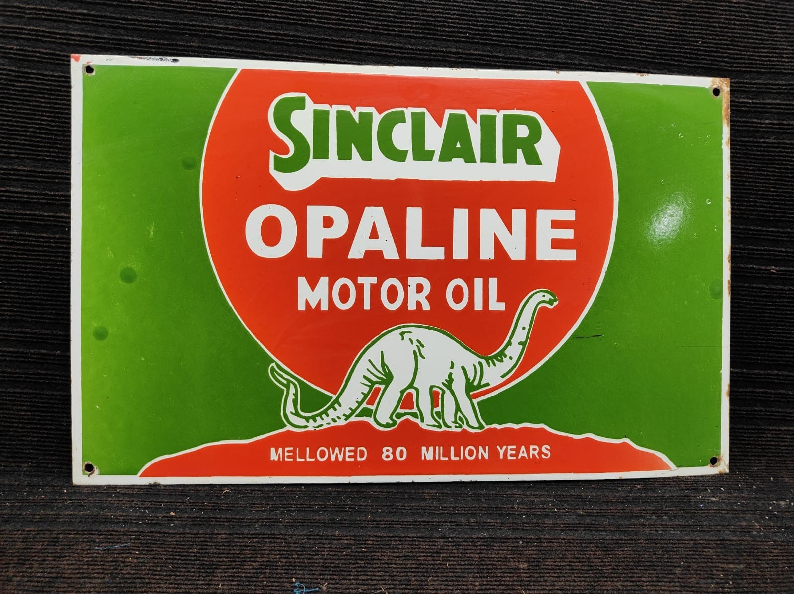 Porcelain Sinclair Opaline Motor Oil Metal Sign Plate Size 24″ x 15″ Inches