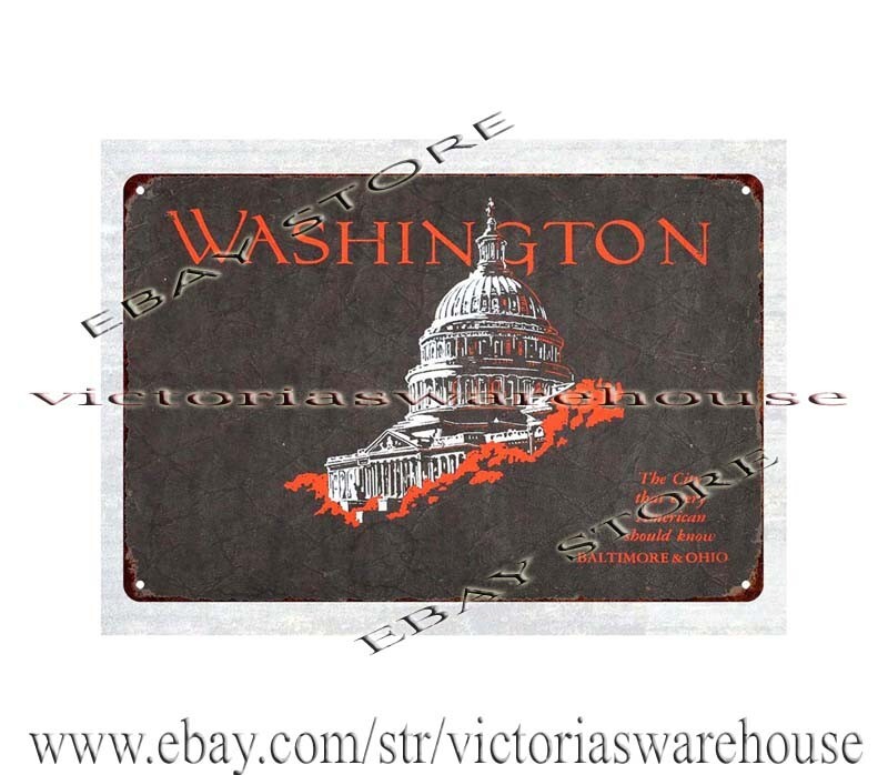 1927 B&O Baltimore Ohio Railroad Travel Washington DC Heart of Nation metal tin