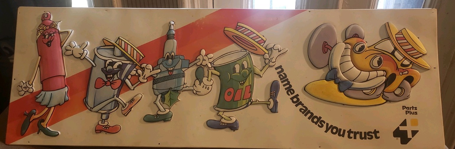 Vintage PARTS PLUS sign. One Of A Kind, ORIGINAL in Store POP