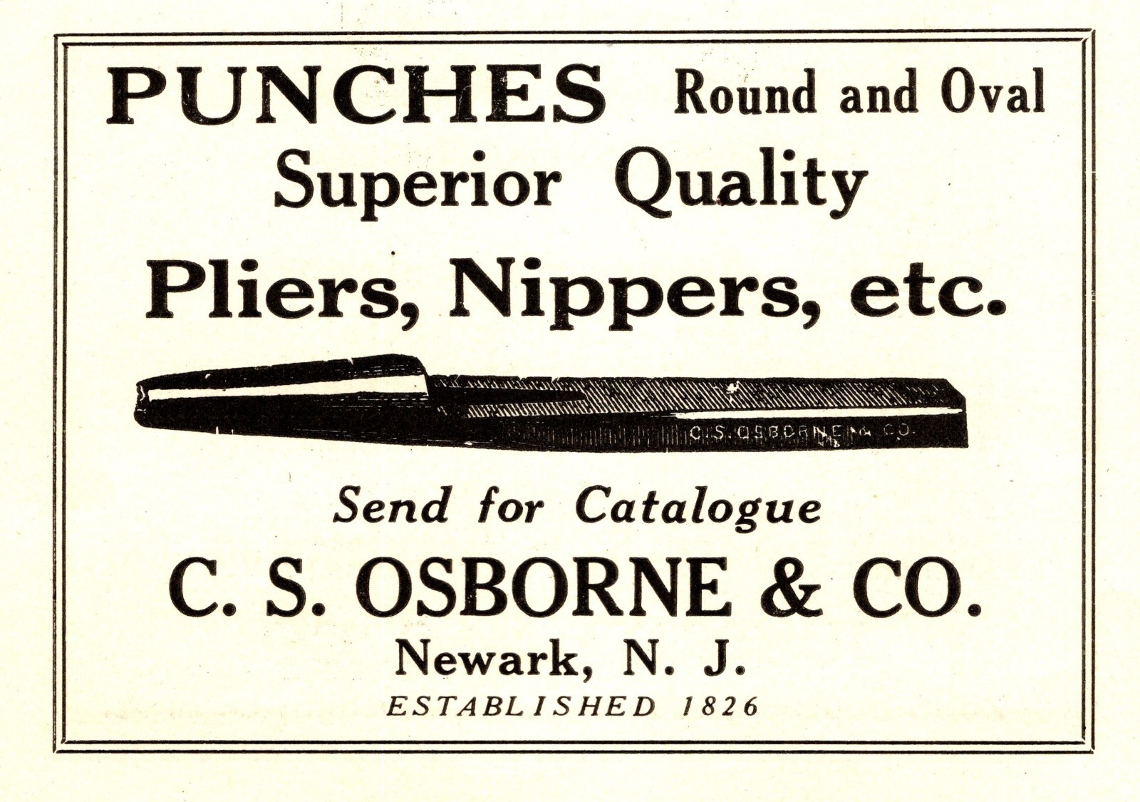 1923 Osborne & Co. Pliers, Nippers, Etc Print Ad / Advertisement (3.5in X 2.5)