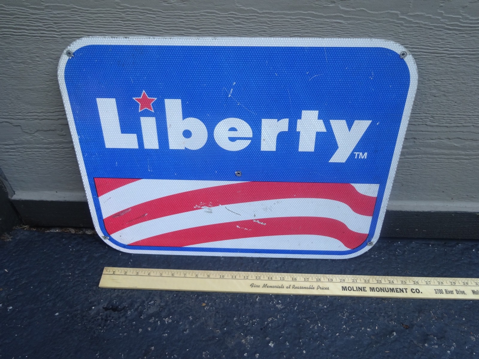 VINTAGE ANTIQUE ORIGINAL “LIBERTY GASOLINE” 24″ X 18″ METAL OIL ADVERTISING SIGN