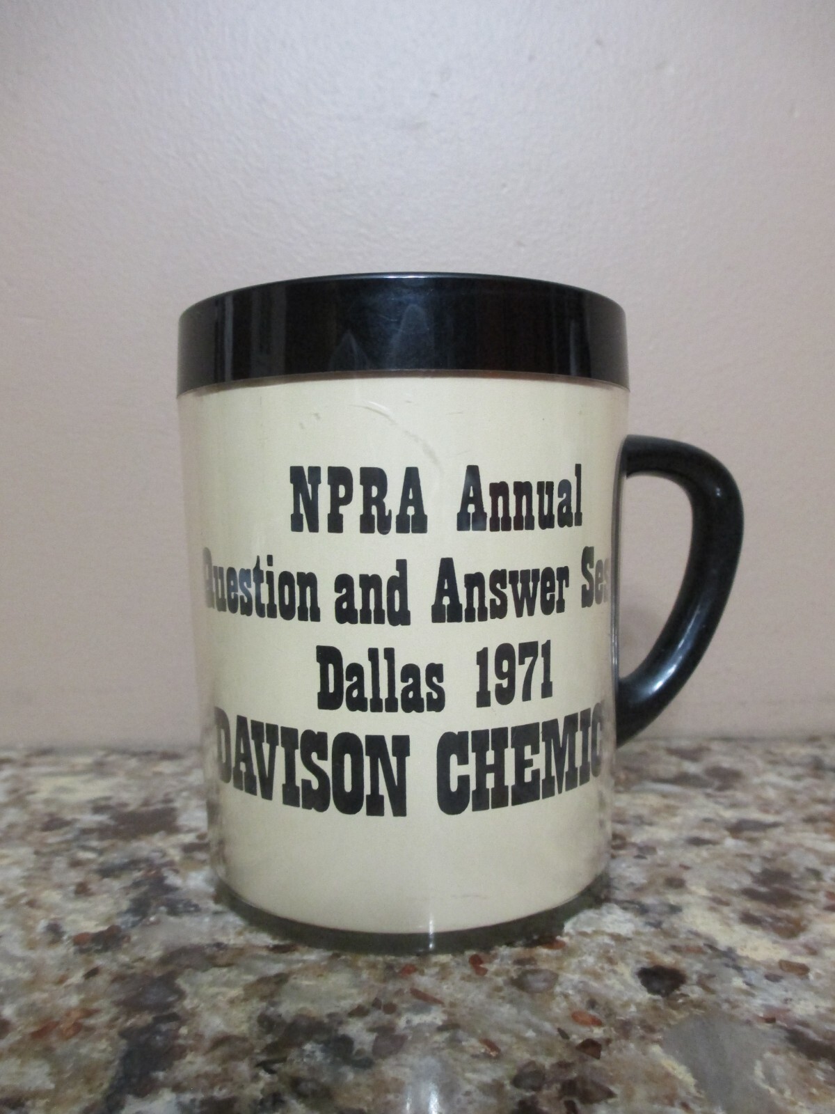 Vtg. 1971 DAVISON CHEMICAL NPRA Q&A Session Thermo-Serv Insulated Plastic Mug