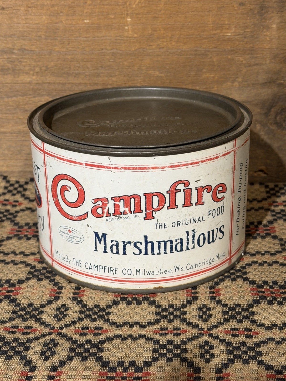 *RARE* Vintage Small Size Campfire Marshmallows Advertising Tin