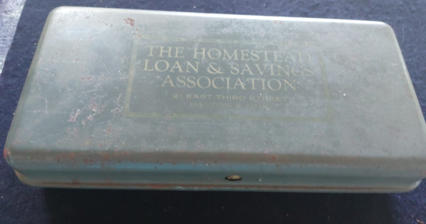 Antique Homestead Loan & Savings Assoc. Metal Lock Cash Document Box w/o Key