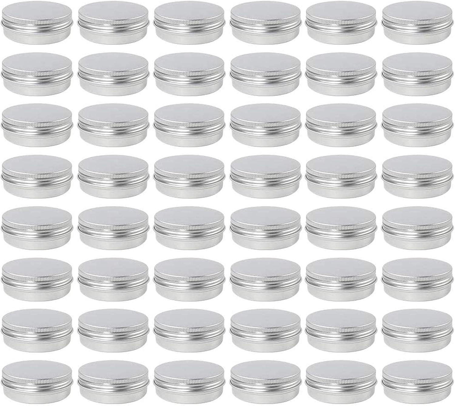 Moretoes 48 Pack 2 Oz Metal round Tins Aluminum Tin Cans Containers with Screw L