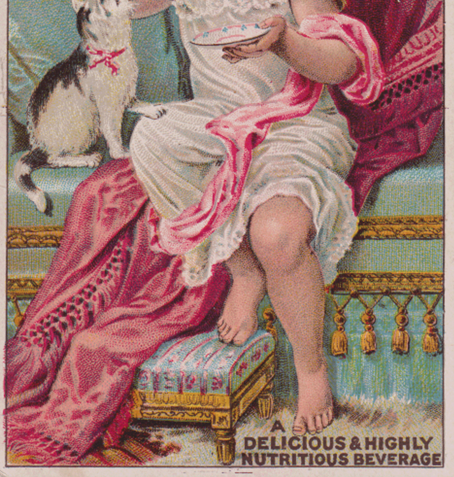 PHILLIPS’ DIGESTIBLE COCOA CHOCOLATE TRADE CARD, GIRL & AN INTERESTED CAT K649