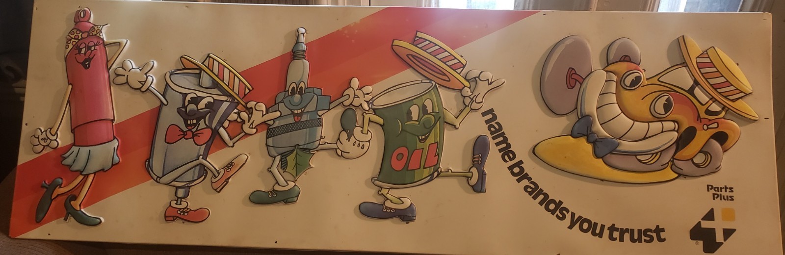 Vintage PARTS PLUS sign. One Of A Kind, ORIGINAL in Store POP