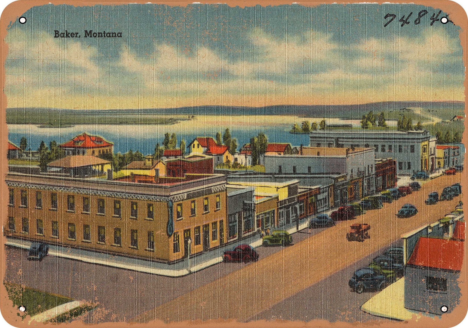 Metal Sign – Montana Postcard – Baker, Montana