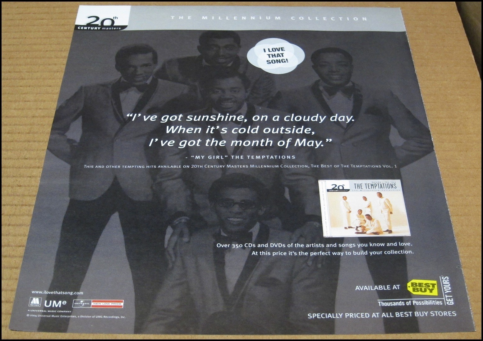 2004 The Temptations 20th Century Masters Print Ad The Millennium Collection VTG
