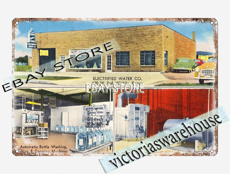 1930-45 Electrified Water Co., 630 W. 2nd, Wichita, Kansas tin sign