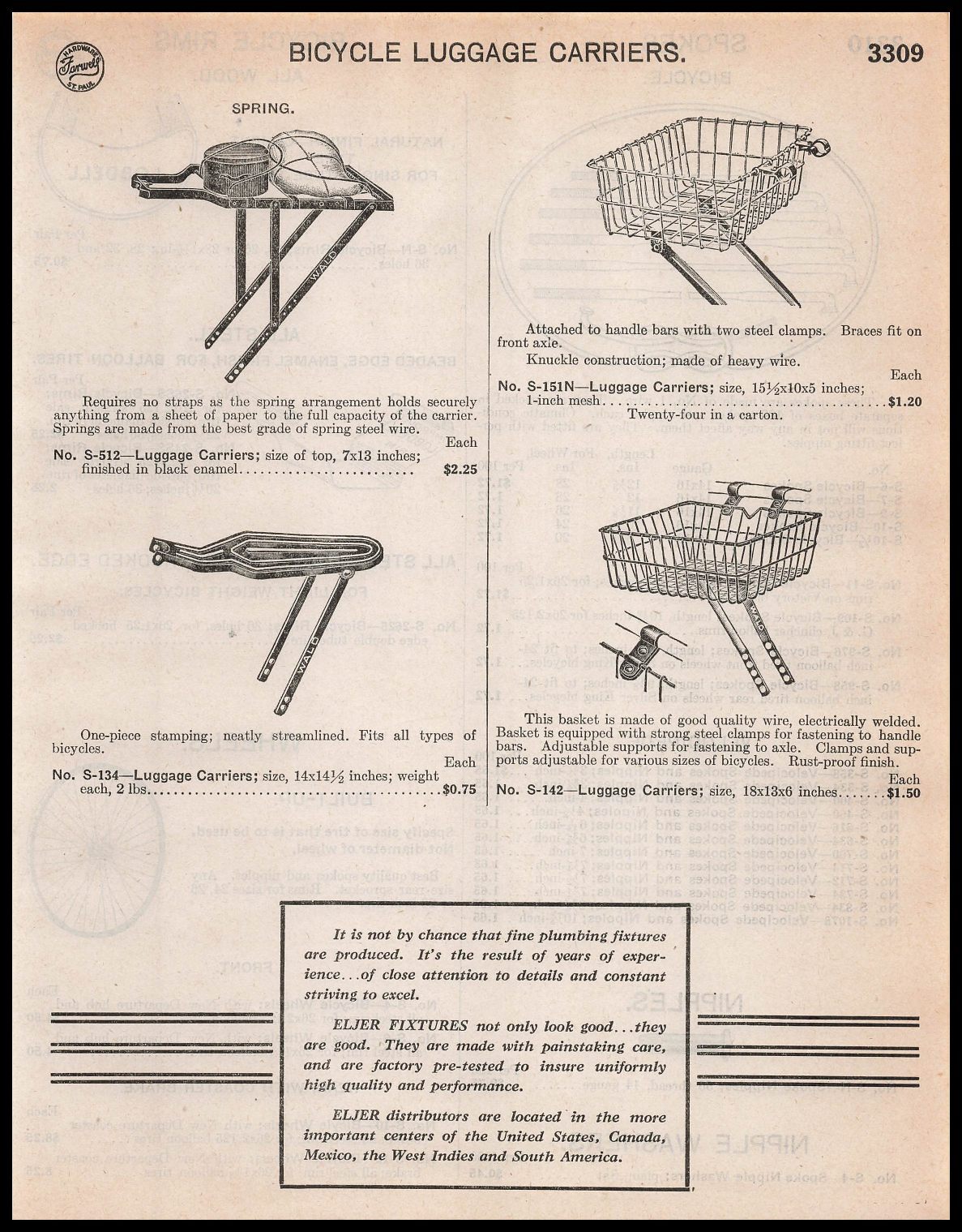1948 Wald Cycle Co. Sheboygan Wisconsin Bicycle Luggage Carrier Vintage Print Ad