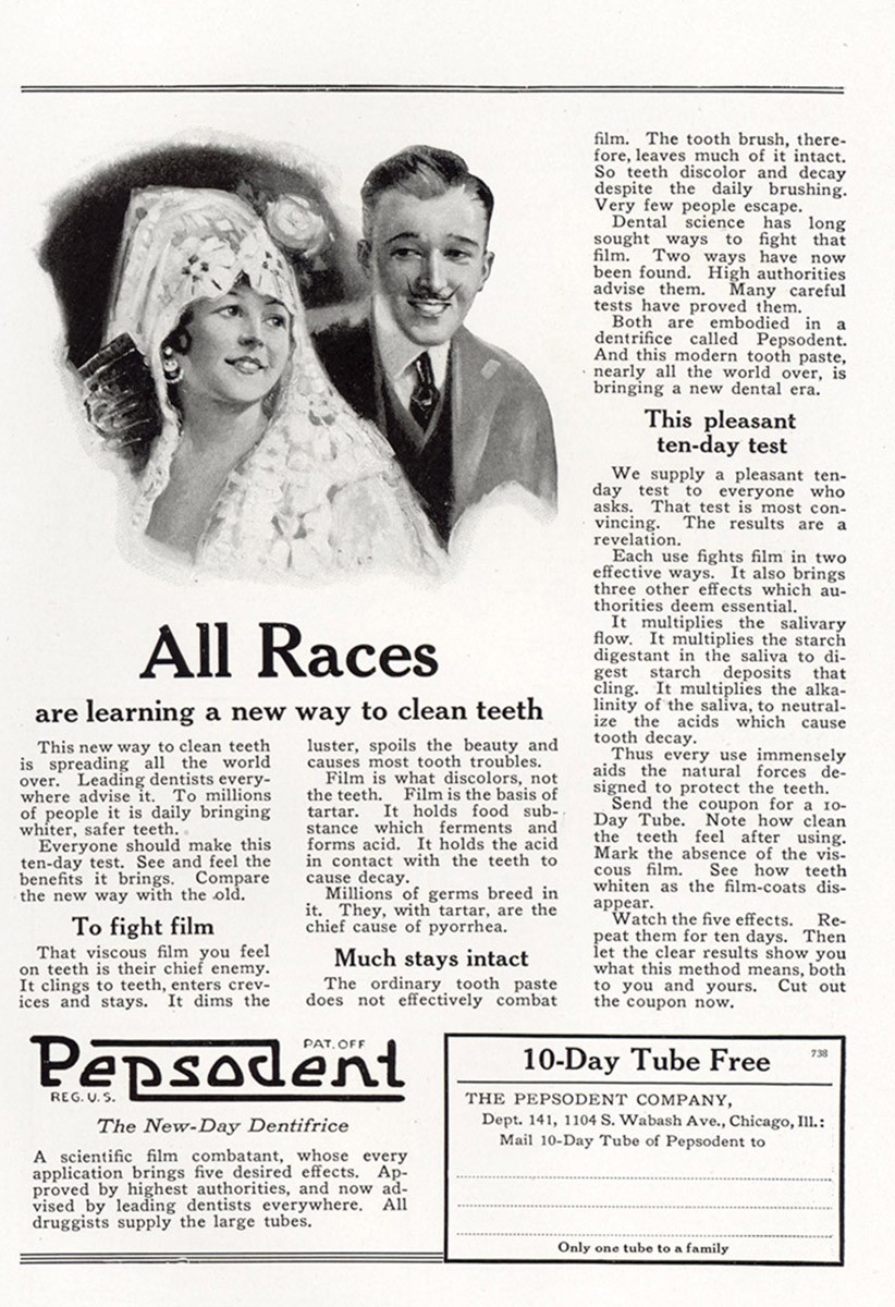 1921 Pepsodent: All Races Are Learning Vintage Print Ad