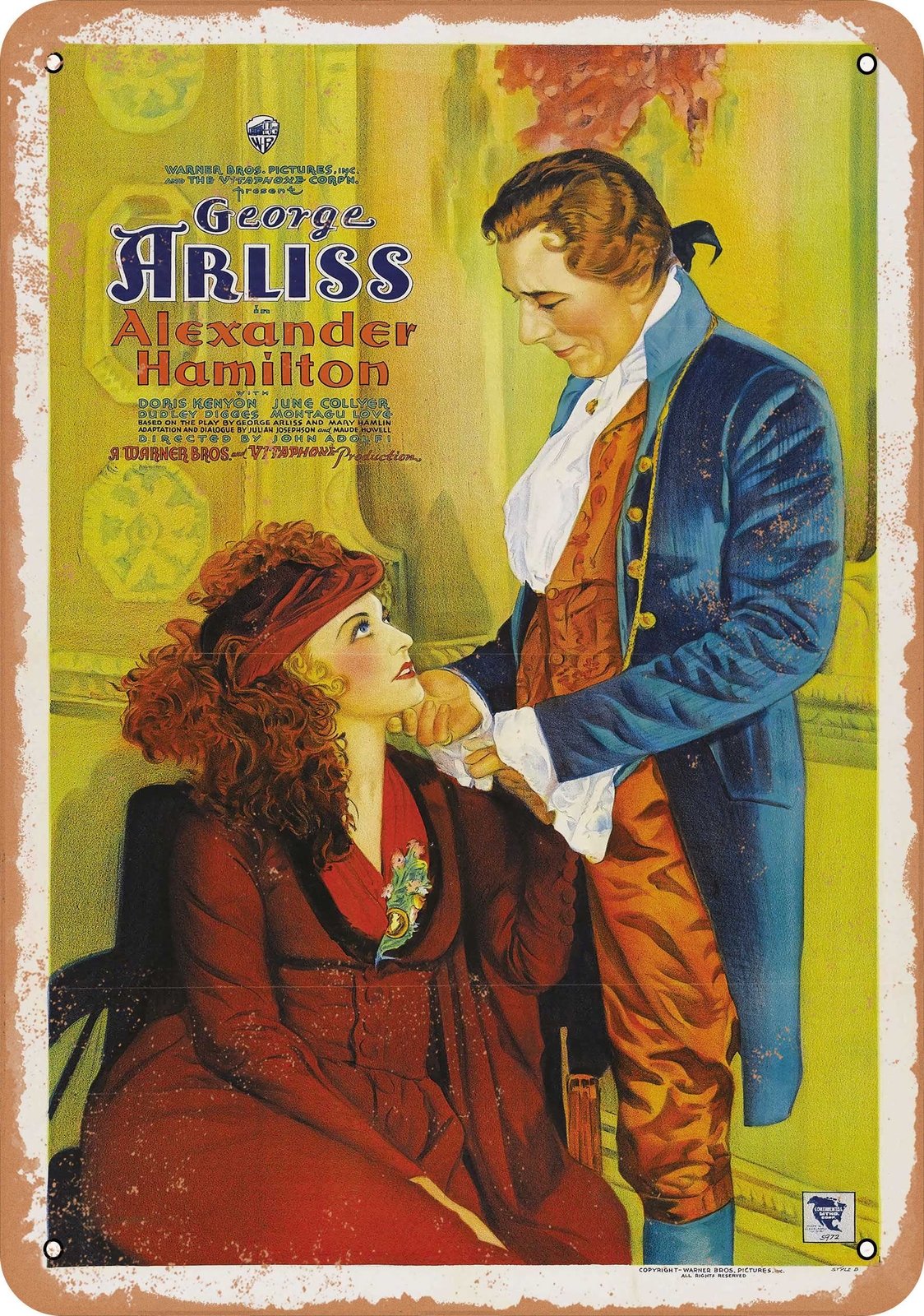 Metal Sign – Alexander Hamilton (1931) – Vintage Look