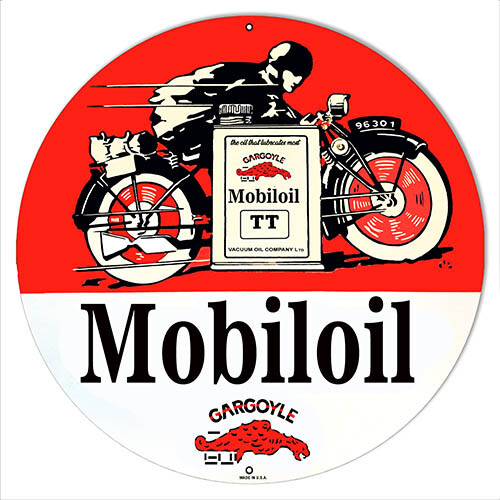 Mobiloil Gargoyle Vacuum Oil Metal Sign 14 & 18