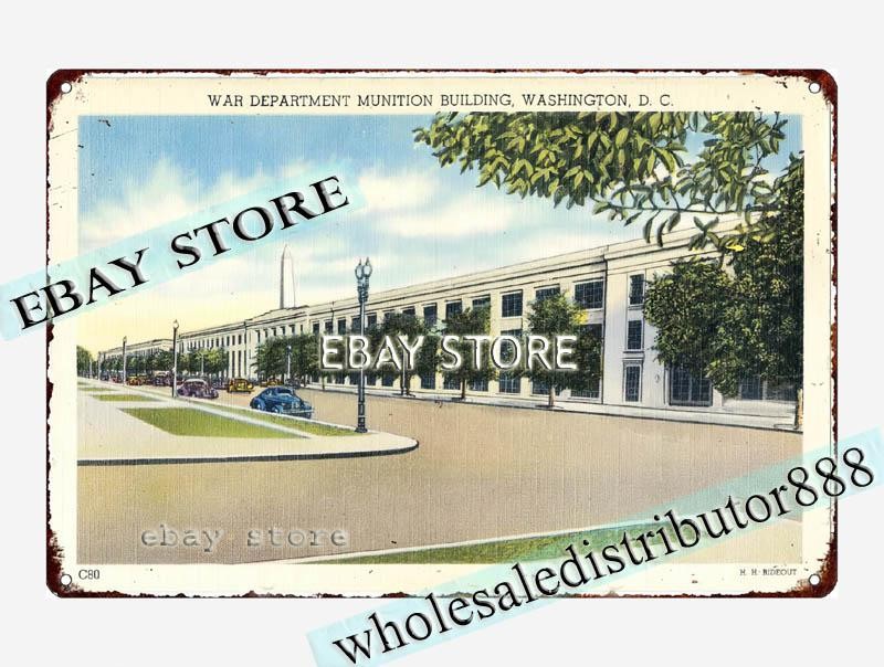 1930-45 War Department Munition Building, Washington, D. C. tin sign