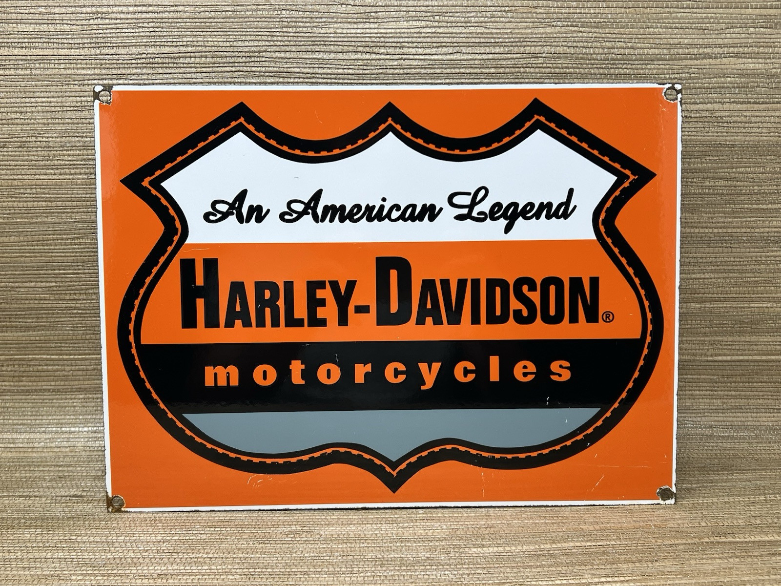 VINTAGE HARLEY DAVIDSON MOTORCYCLES PORCELAIN DEALERSHIP SIGN GAS OIL QUALITY