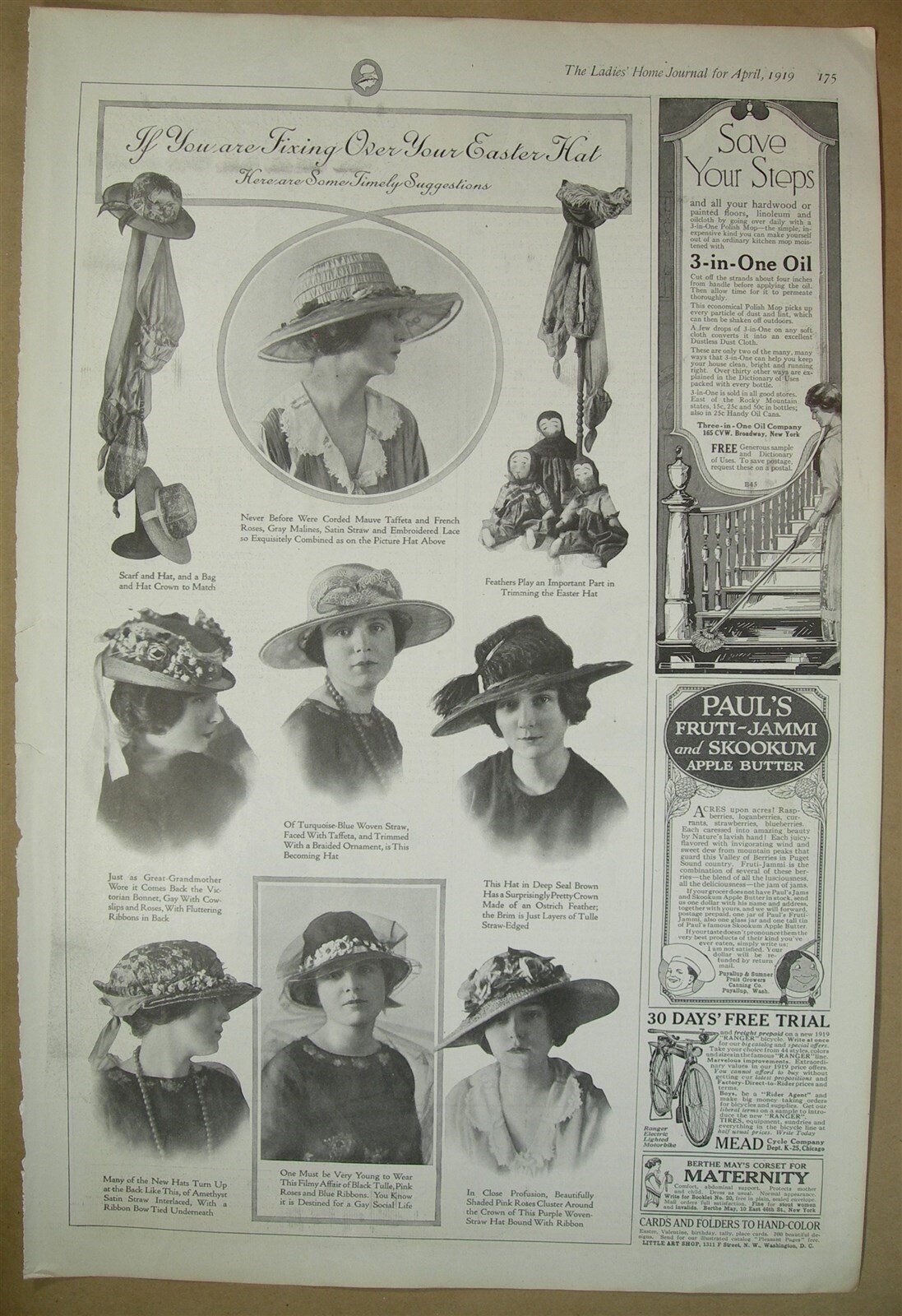 1919 Big ad You Are Fixing Over Your Easter Hat- Bucilla, “Everywoman’s Clothes”