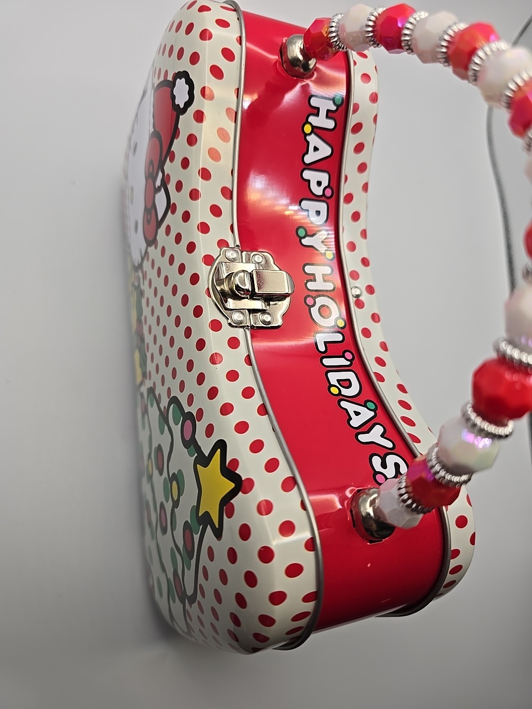 Sanrio Hello Kitty Christmas Tree Purse Tin Box w/ Handle