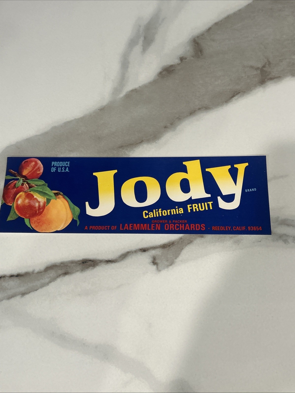 Jody Fruit Crate Label Reedley CA 93654 Laemmlen Orchards Central Valley CA