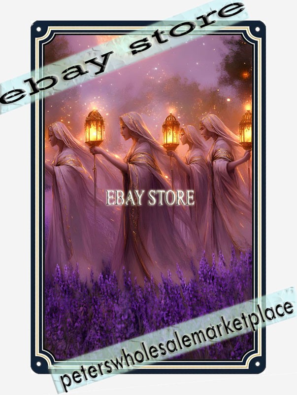 Lantern Choir Metal Tin Sign Celestial Procession metal wall plaque